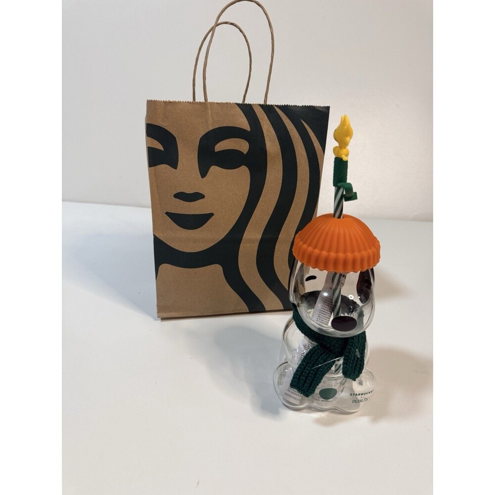 Starbucks Collectible Bear Cup with Straw and Scarf, Coffee & Tea, Brown Green
